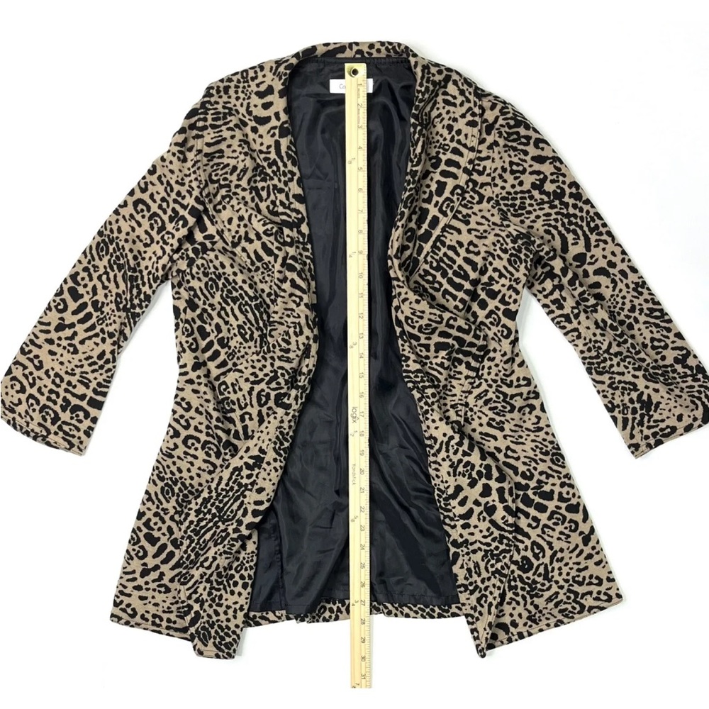 Calvin Klein Cardigan Jacket Women’s Medium Cheetah Print Open Front Ruffled - Picture 7 of 10